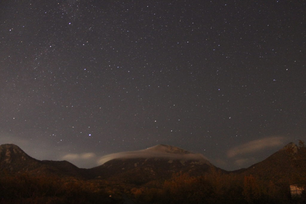 Ночной Пятигорск с горы Бештау. Звездное небо над КМВ